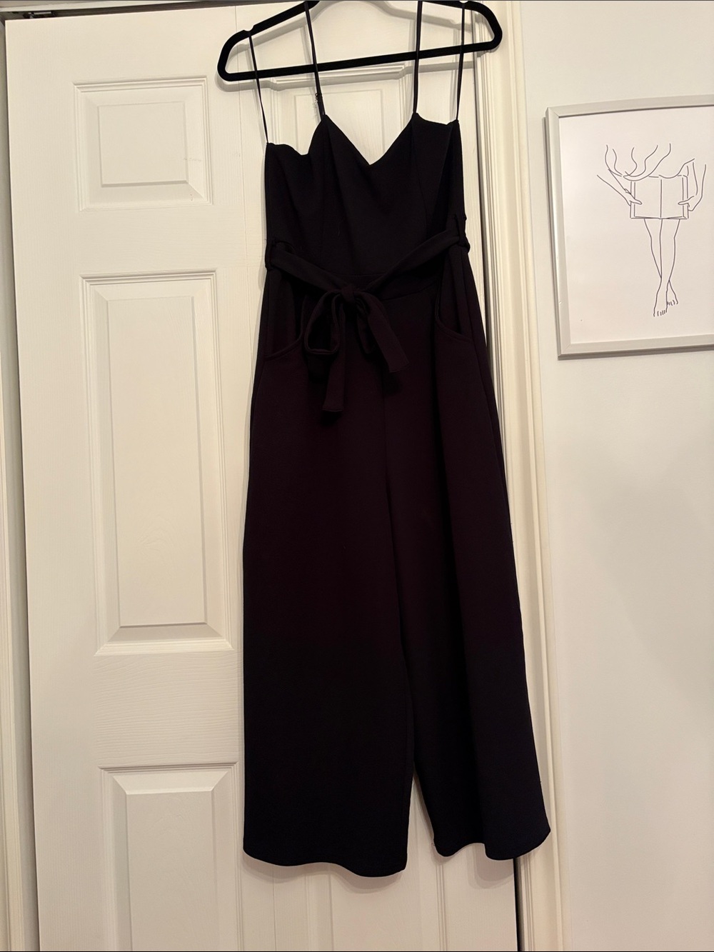 Eclipse Black Spaghetti-Strap Wide-Leg Jumpsuit with Tie Waist